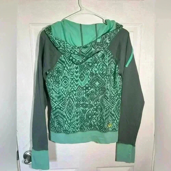 Marmot hooded sweatshirt jacket. Women’s Medium. Full zip. Teal and grey/green. - Picture 6 of 10